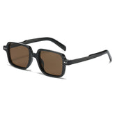 (6 PACK) Wholesale Sunglasses Women Men Vintage Square Rivet 2025 - BulkSunglassesWholesale.com - Black Frame Tea Lens